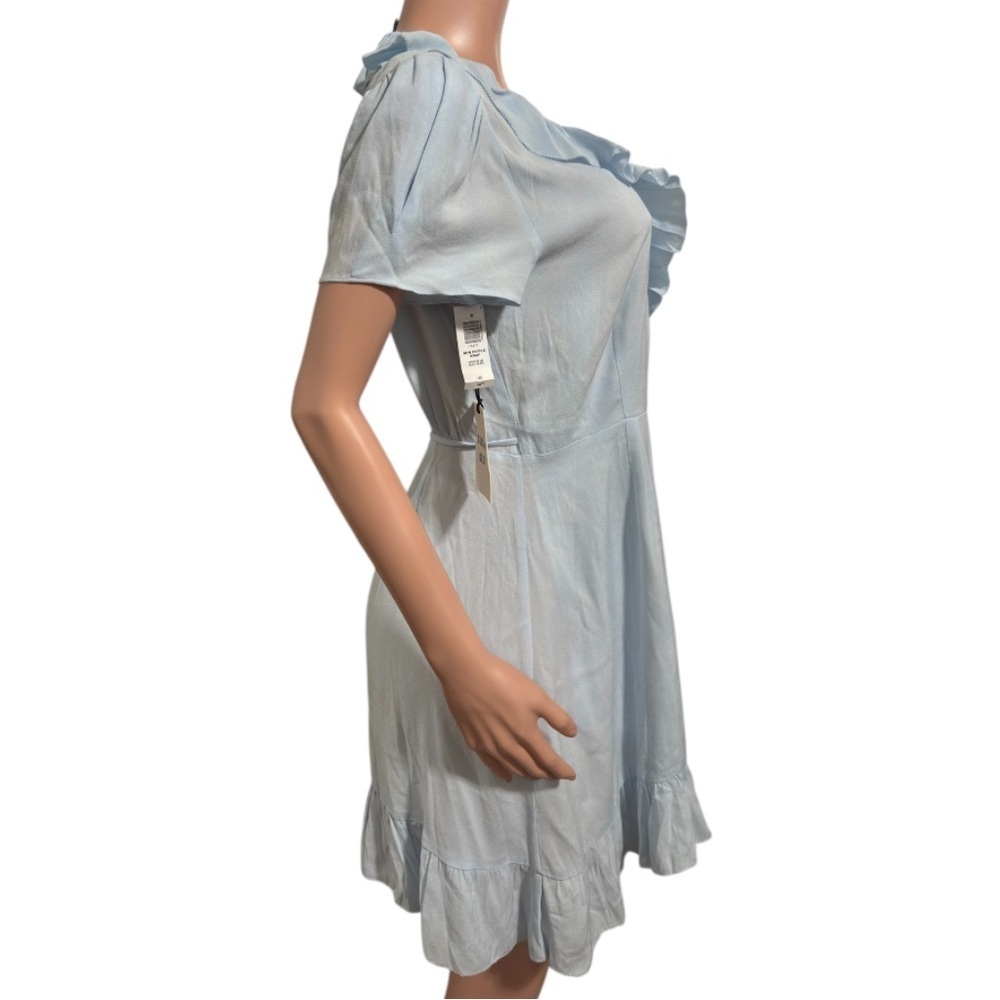 NWT SUNDAY BEST Aritzia Blue Asymmetrical Wrap Dress - Picture 4 of 16